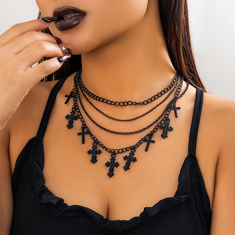 women gothic cross necklace