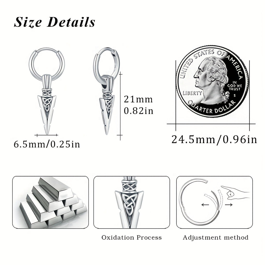 Celtic Knot Arrowhead Huggie Hoop Earrings