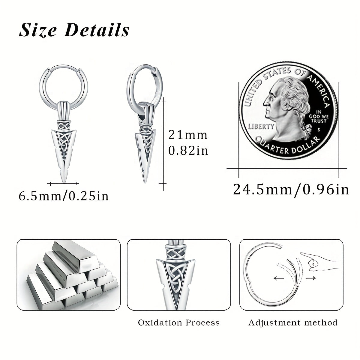 Celtic Knot Arrowhead Huggie Hoop Earrings