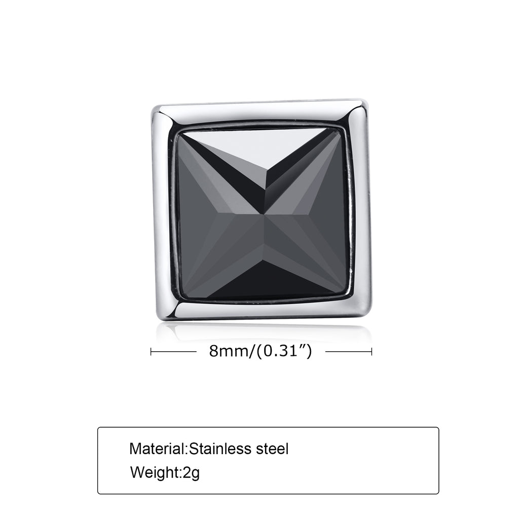 Black Onyx Pyramid Stud Earrings