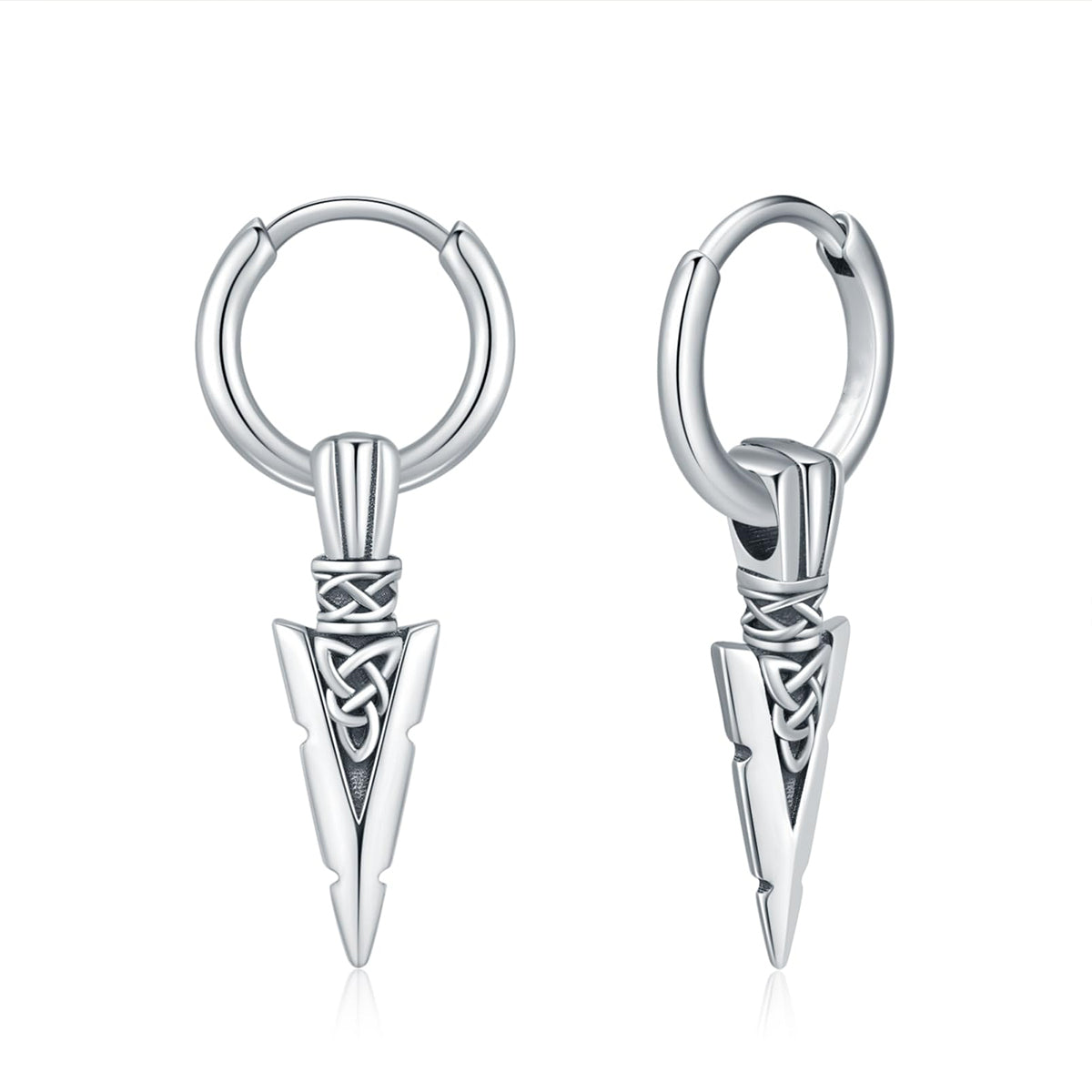 Celtic Knot Arrowhead Huggie Hoop Earrings